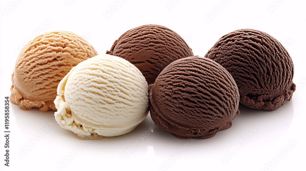 Stylish scoop of assorted ice cream, featuring chocolate and vanilla flavors Stylish scoop of assorted ice cream, featuring chocolate and vanilla flavors