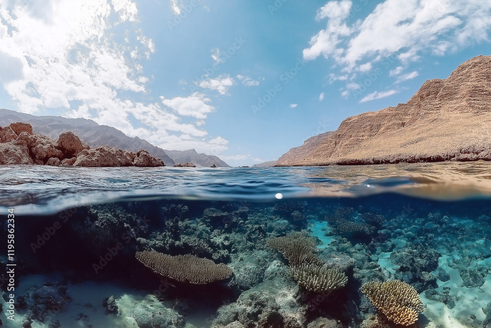 Vibrant coral reefs in the Red Sea, teeming with colorful marine life and crystal-clear waters, showcasing the underwater beauty of this unique ecosystem Vibrant coral reefs in the Red Sea, teeming with colorful marine life and crystal-clear waters, showcasing the underwater beauty of this unique ecosystem