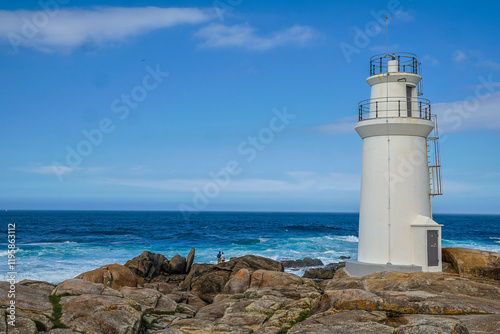 Spain, Galicia. Muxia seashore and lighthouse
