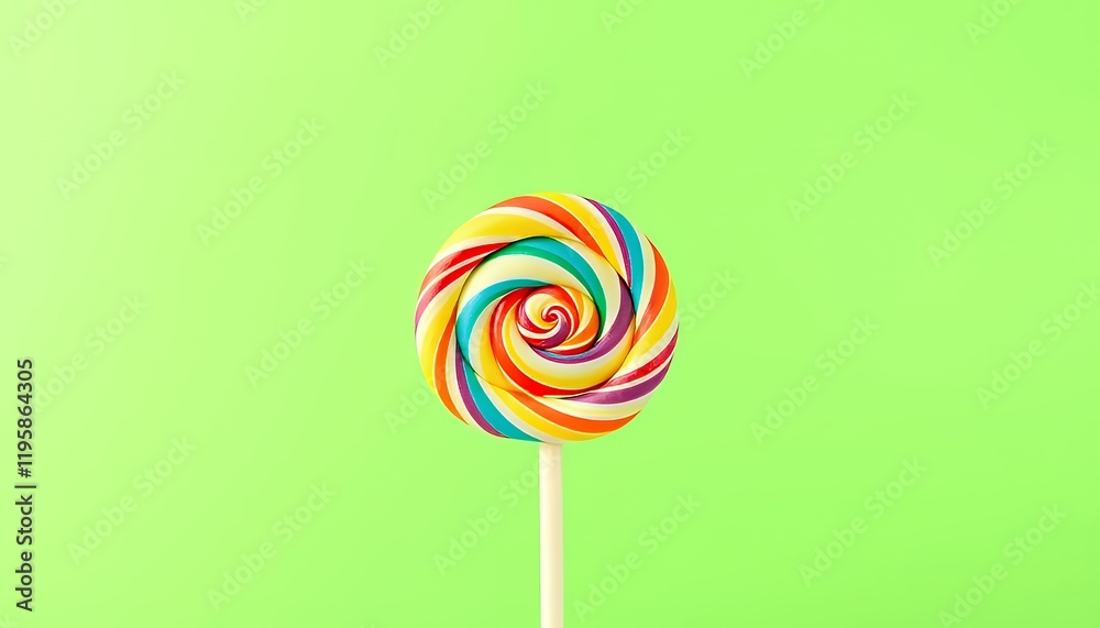 A vibrant rainbow swirl lollipop on a green background, isolated and ready for use in your projects. This cheerful image is perfect for adding a touch of sweetness and playfulness to your designs. A vibrant rainbow swirl lollipop on a green background, isolated and ready for use in your projects. This cheerful image is perfect for adding a touch of sweetness and playfulness to your designs.