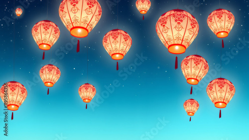 Skyful Serenity: Chinese Lanterns in the photo