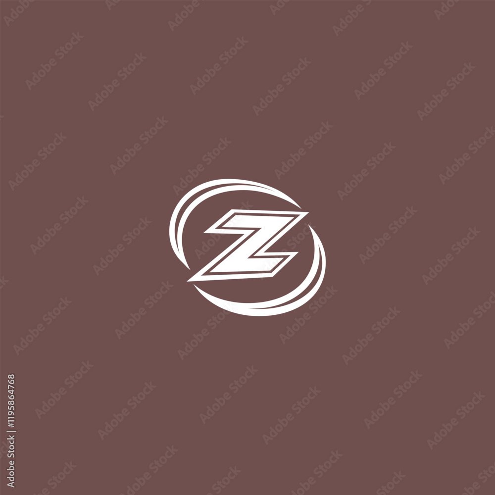 Minimalist letter Z logo with circular swoosh design on brown background, modern and stylish branding emblem for businesses, startups, and creative projects. Clean and professional monogram logo conce Minimalist letter Z logo with circular swoosh design on brown background, modern and stylish branding emblem for businesses, startups, and creative projects. Clean and professional monogram logo conce