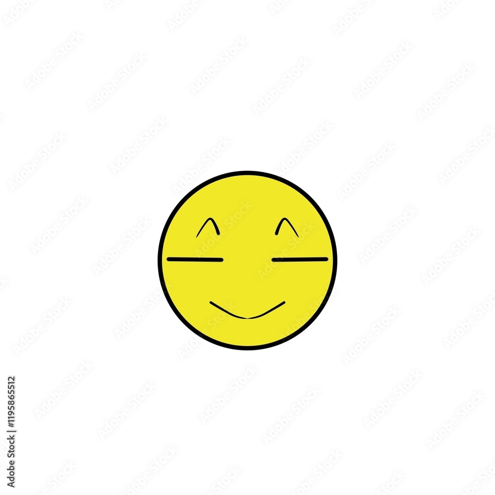 Yellow round smiley face showing satisfaction. Yellow round smiley face showing satisfaction.