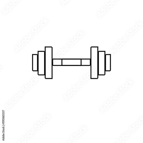 Wallpaper Mural Black lines on a white background sports equipment for weightlifting barbell or dumbbell. Schematic image of a dumbbell. Torontodigital.ca