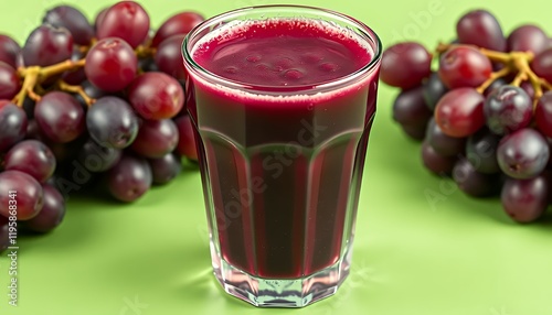 Wallpaper Mural Refreshing Red Grape Juice in a Glass with Bunches of Grapes Isolated on Green Screen Background. A vibrant studio shot showcasing the juicy texture and color of the beverage, perfect for healthy life Torontodigital.ca