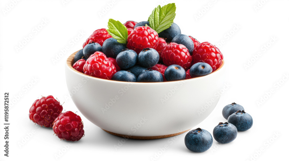 Fresh Berries in Bowl on Transparent Background Fresh Berries in Bowl on Transparent Background