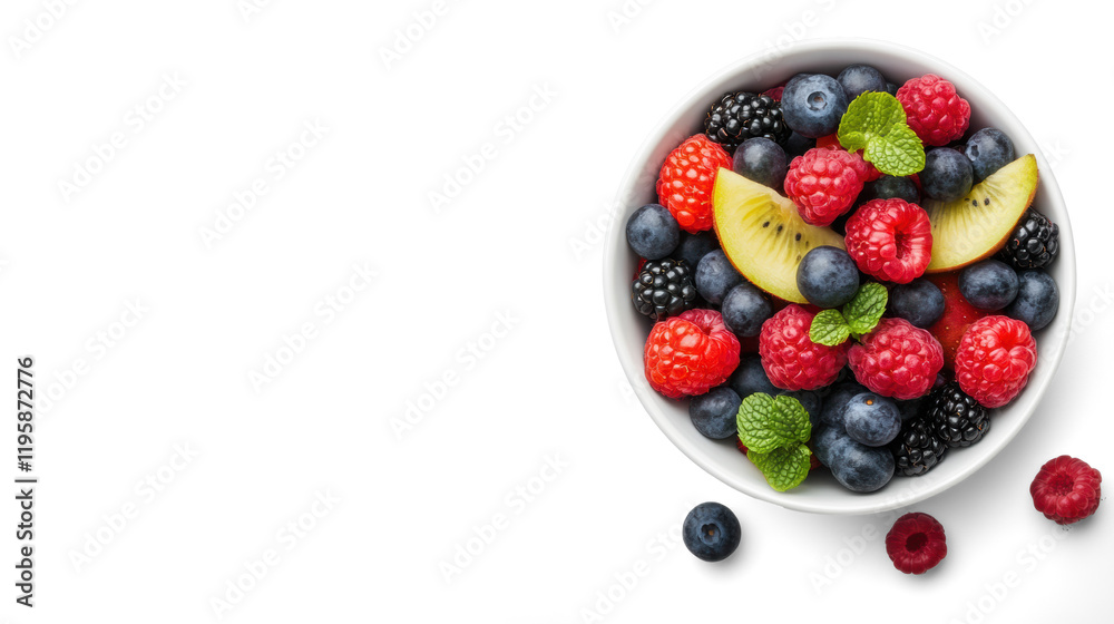 Fresh Mixed Berries with Mint on Transparent Background Fresh Mixed Berries with Mint on Transparent Background