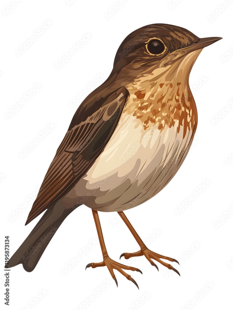 Fototapeta premium Bird, Rufous Bellie, Amazon, Pantanal, Forest, Nature, Amazon Rainforest, Art, Image, with Transparent Background PNG, for Stickers, T-Shirt Print, Cap, Mug, Flip Flops, Mousepad, Transparent PNG