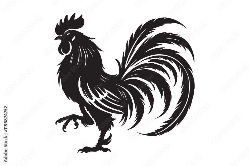Rooster drawing silhouette Rooster drawing silhouette