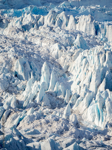 Bruckner Glacier. Landscape in the Johan Petersen Fjord, a branch of the Sermilik Icefjord, Ammassalik region, Greenland, Danish Territory.
