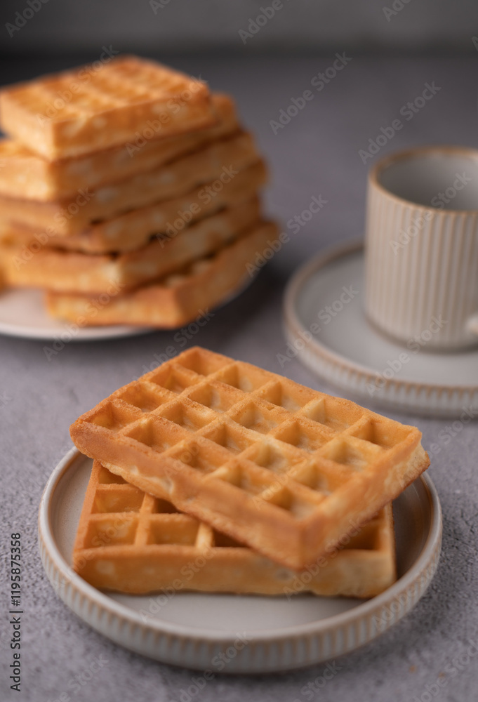 photo Indulge in Crispy Golden Waffles Perfectly Served with a Cup of Coffee for an Irresistible Breakfast Treat to Satisfy Your Morning Craving and Delight Your Taste Buds Every Day photo Indulge in Crispy Golden Waffles Perfectly Served with a Cup of Coffee for an Irresistible Breakfast Treat to Satisfy Your Morning Craving and Delight Your Taste Buds Every Day