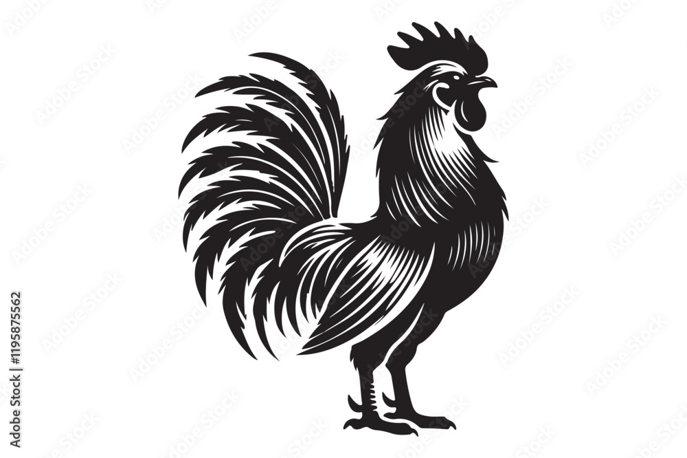 Rooster drawing silhouette Rooster drawing silhouette