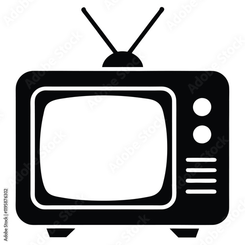 Television silhouette vector, tv icon symbol art, retro tv illustration  