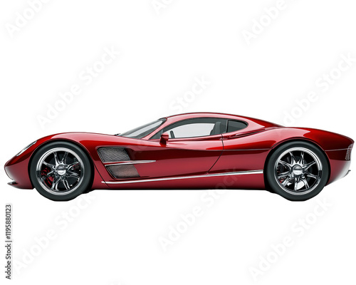 Isolated Red Sports Car Side View