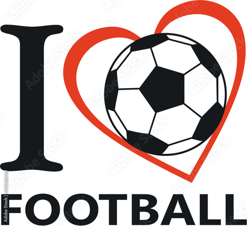 I love football, football, sticker - vector