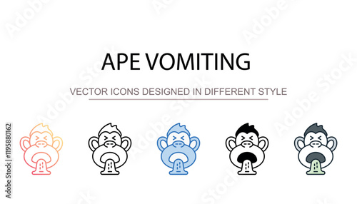 Ape Vomiting icon design with white background stock illustration