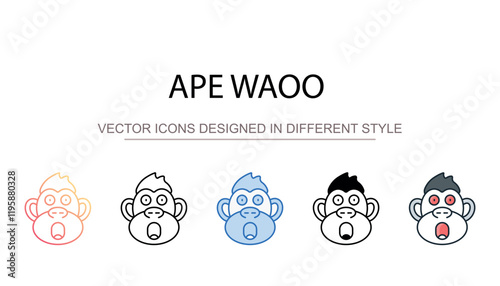 Ape Waoo icon design with white background stock illustration