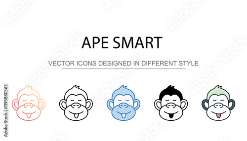Ape Smart icon design with white background stock illustration