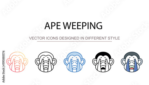 Ape Weeping icon design with white background stock illustration