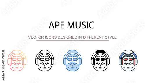 Ape Music icon design with white background stock illustration