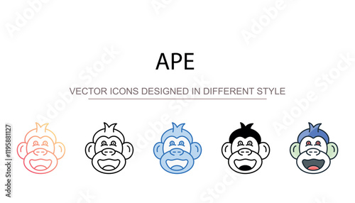 Ape icon design with white background stock illustration