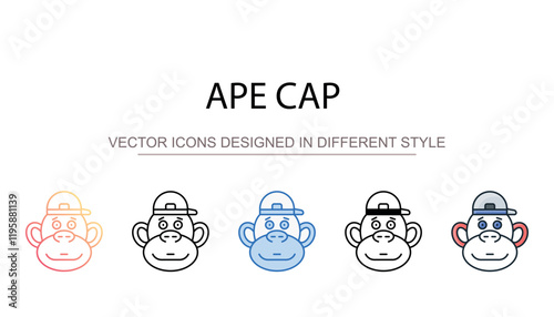 Ape Cap icon design with white background stock illustration