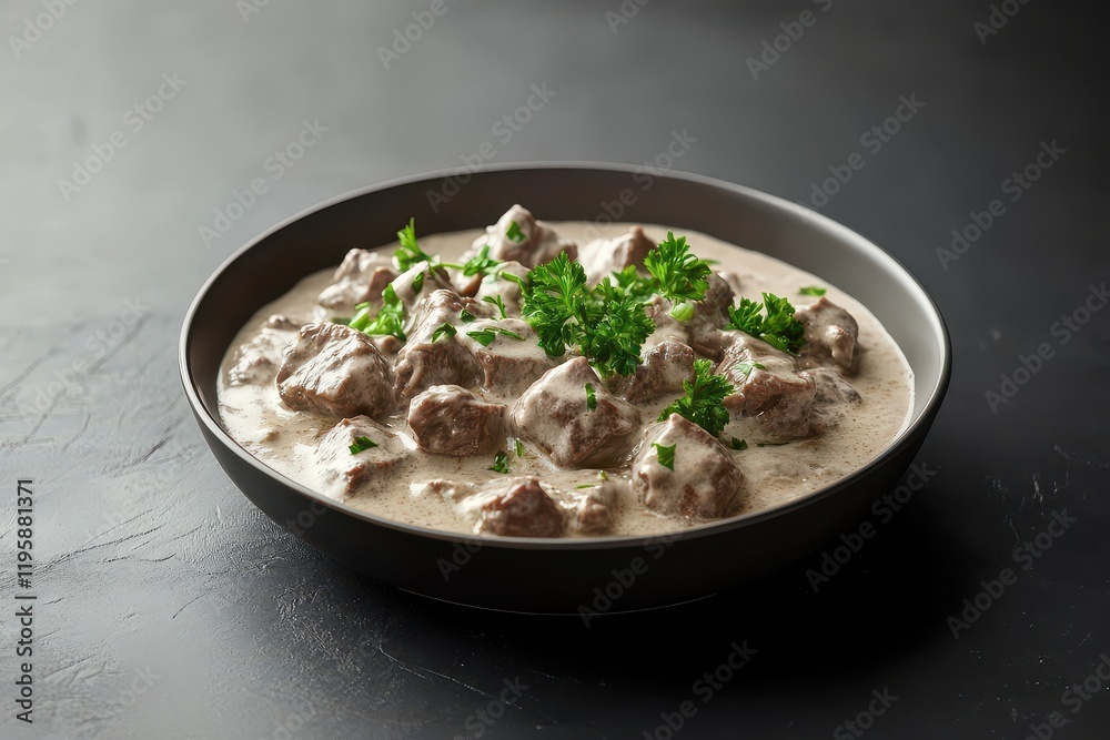 Savory beef stew served in a rustic bowl garnished with fresh herbs, perfect for a cozy dinner at home Savory beef stew served in a rustic bowl garnished with fresh herbs, perfect for a cozy dinner at home