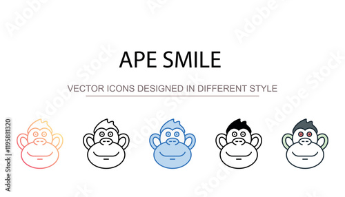 Ape Smile icon design with white background stock illustration