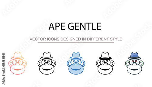 Ape Gentle icon design with white background stock illustration