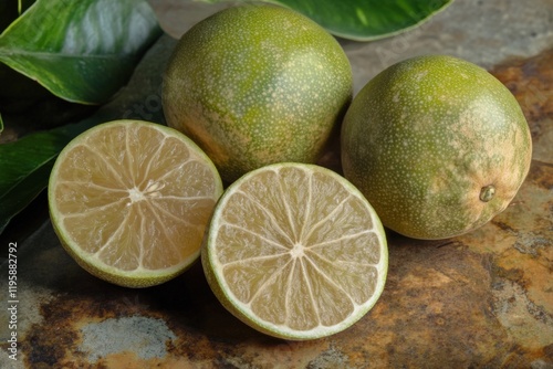 Spanish Lime: Fresh Raw Fruit, Whole and Edible, Green with Peel photo