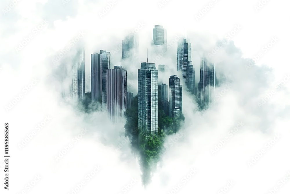 Metropolis emerging from the clouds, urban development and sustainability Metropolis emerging from the clouds, urban development and sustainability