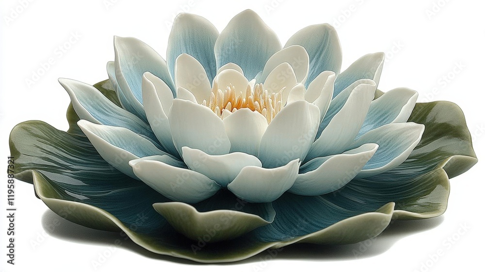 Exquisite Ceramic Water Lily in Blue and White Hues Exquisite Ceramic Water Lily in Blue and White Hues