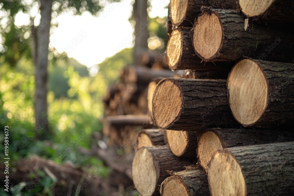Close up of trees cut down in a sustainable forest reserve. Sustainable forest areas from an industry that cares about the environment. Close up of trees cut down in a sustainable forest reserve. Sustainable forest areas from an industry that cares about the environment.