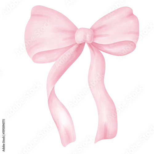Watercolor pink coquette ribbon for invitation and textile asset
