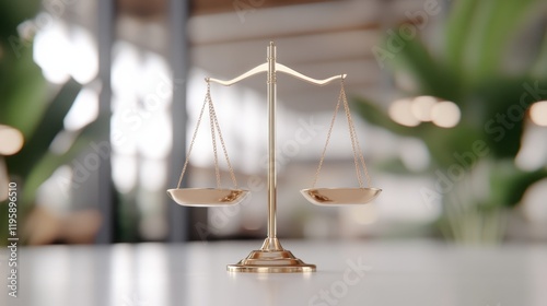 A golden scale of justice is prominently featured against a blurred background, suggesting themes of law and balance.