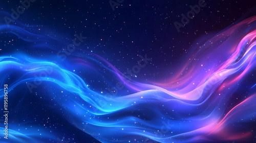 Vibrant stylized waves of color and light in a cosmic setting. Generative AI photo