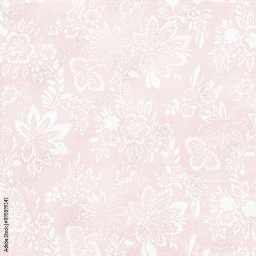 Garden floral paper, seamless fabric with ornamental pattern