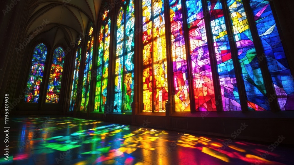 Admire these stained glass windows' vivid splendor. Bible stories are told through the elaborate designs created by the meticulous arrangement of each piece of brilliant glass. Admire these stained glass windows' vivid splendor. Bible stories are told through the elaborate designs created by the meticulous arrangement of each piece of brilliant glass.