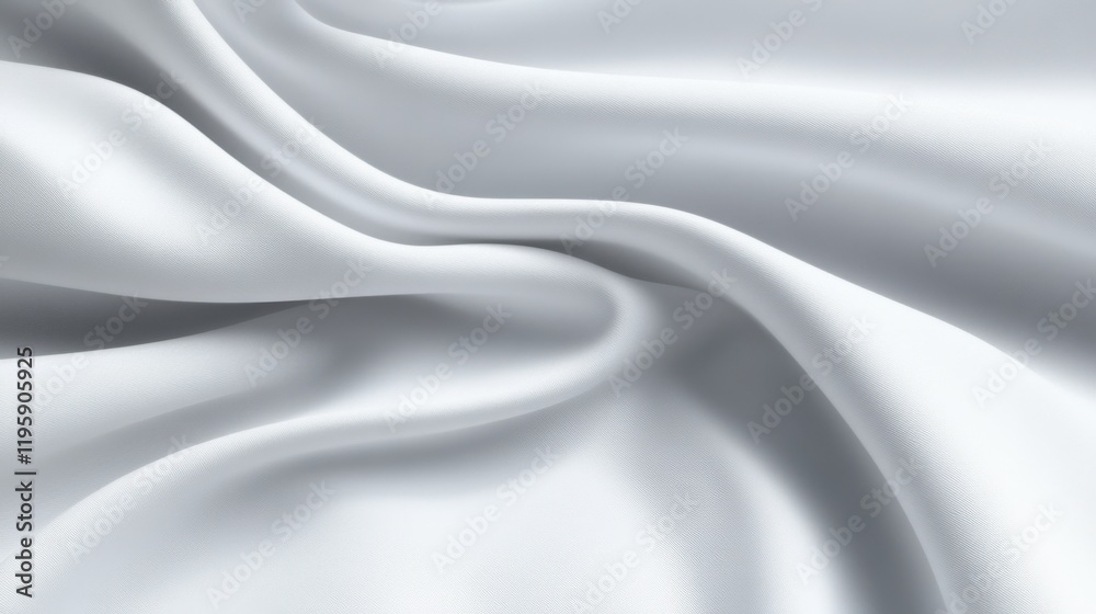 Obraz premium The image depicts a smooth and elegant white silk satin fabric with delicate folds, creating a soft and luxurious texture.