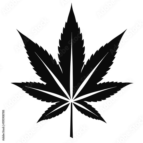 marijuana silhouette, cannabis hemp leaf icon, marijuana flat icon vector  