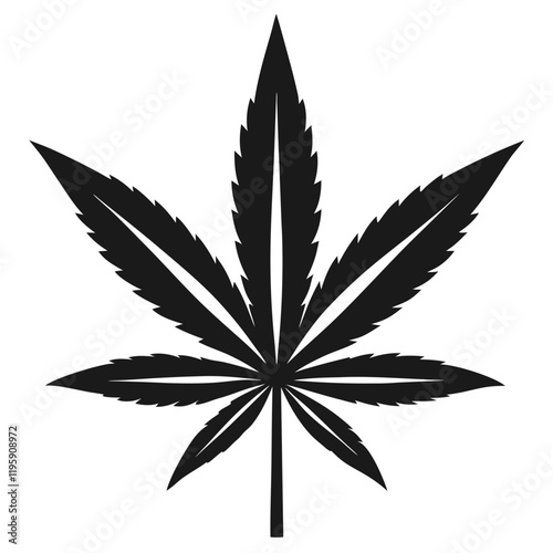 marijuana silhouette, cannabis hemp leaf icon, marijuana flat icon vector  