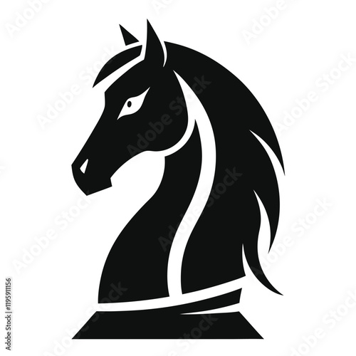 black chess knight horse warrior silhouette logo, chess knight silhouette vector  