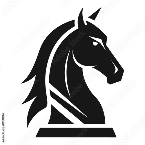 black chess knight horse warrior silhouette logo, chess knight silhouette vector  