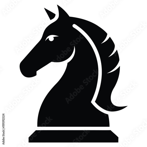 black chess knight horse warrior silhouette logo, chess knight silhouette vector  