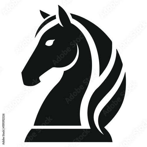 black chess knight horse warrior silhouette logo, chess knight silhouette vector  