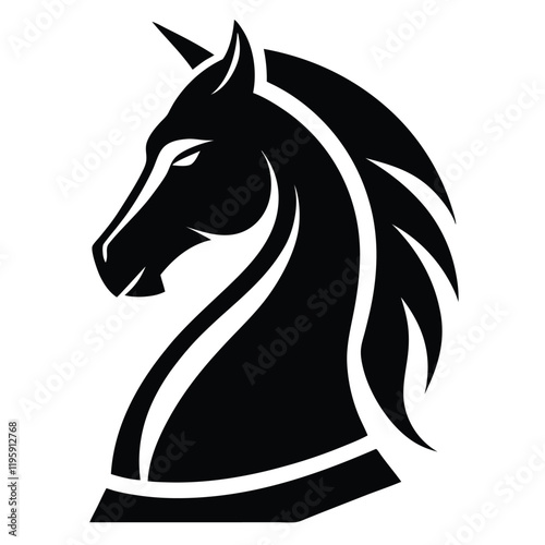 black chess knight horse warrior silhouette logo, chess knight silhouette vector  