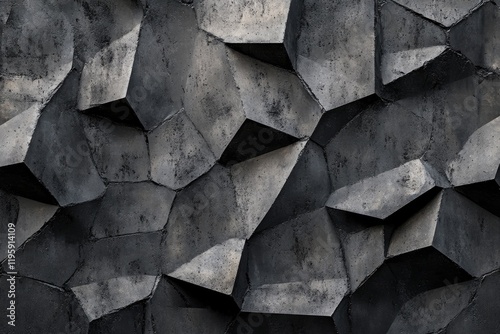 Textured dark surface showcases angular shapes and geometric pat