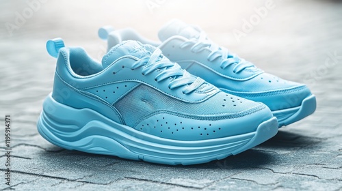 Stylish blue sneakers with sleek design, showcasing modern mater