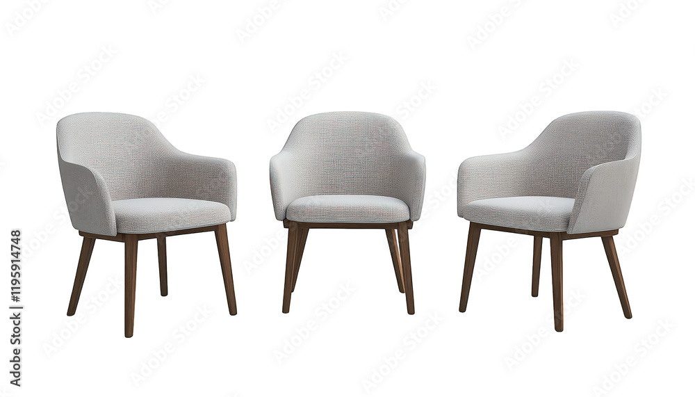 Obraz premium Modern Beige Fabric Armchairs Set Wooden Legs Home Decor Interior Design