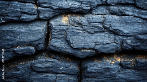 Dark Charcoal Texture Background: Rough Stone Wall Surface Pattern